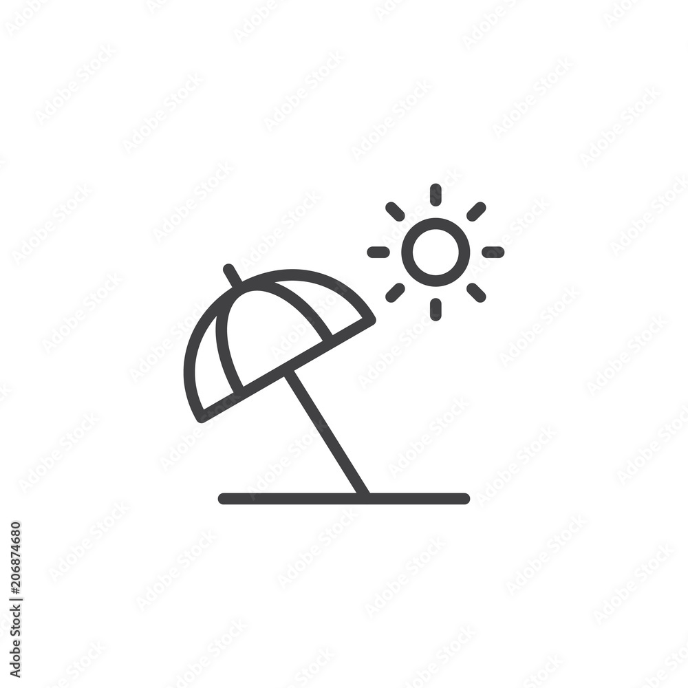 Beach umbrella outline icon. linear style sign for mobile concept and web  design. beach parasol simple line vector icon. Symbol, logo illustration.  Pixel perfect vector graphics Stock Vector | Adobe Stock