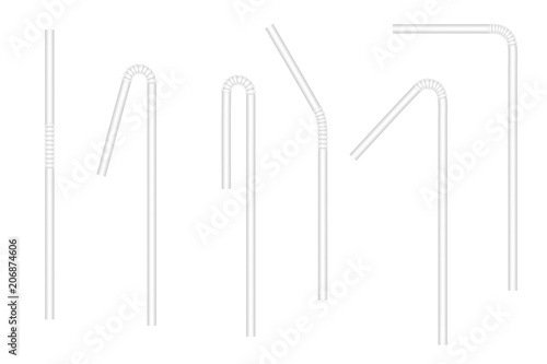 Set of vector realistic images (mock-up, template) of straws for drinks. The image was created using gradient mesh. Vector EPS 10.
