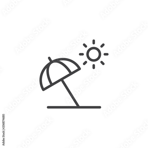 Beach umbrella outline icon. linear style sign for mobile concept and web design. beach parasol simple line vector icon. Symbol, logo illustration. Pixel perfect vector graphics