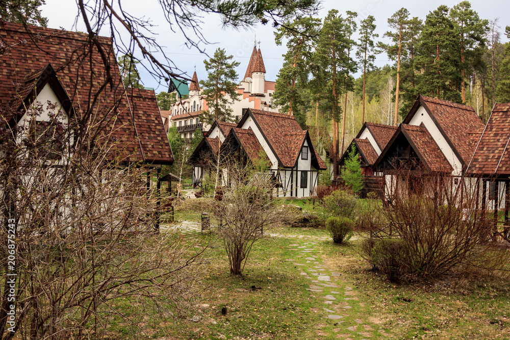 Fototapeta premium European village in a pine forest