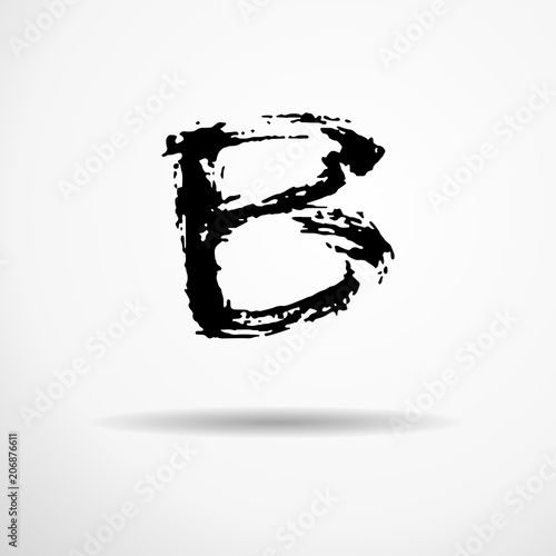 Letter A. Handwritten by dry brush. Rough strokes textured font. Vector illustration. Grunge style alphabet.