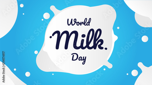 world milk day with blue background vector