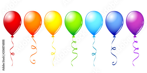 reihe bunter luftballons in regenbogenfarben