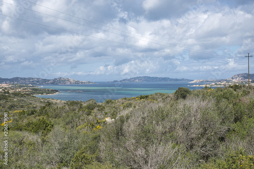 landscape from sardinia with la maddalena archipel as background