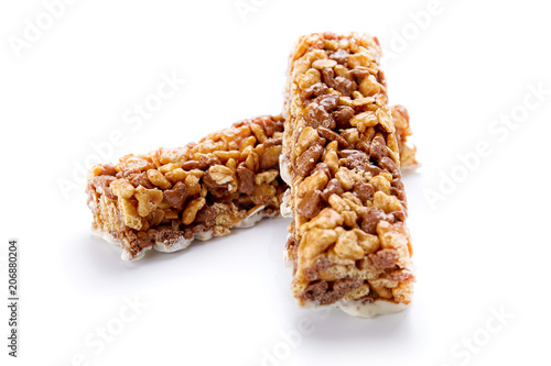 Energy cereal bar isolated on white background