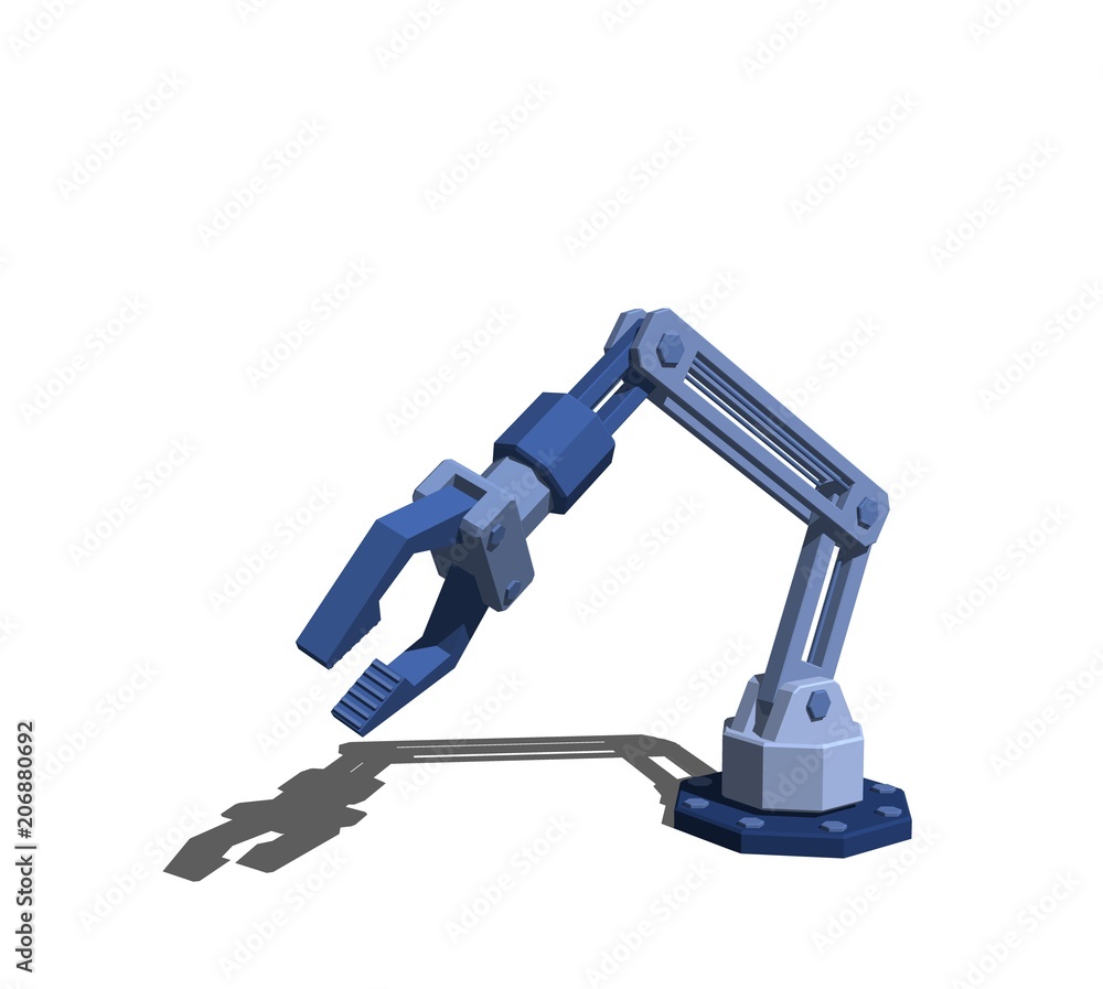 Robotic arm. Isolated on white background. 3D rendering illustration. Robotic arm. Isolated on white background. 3D rendering illustration.
