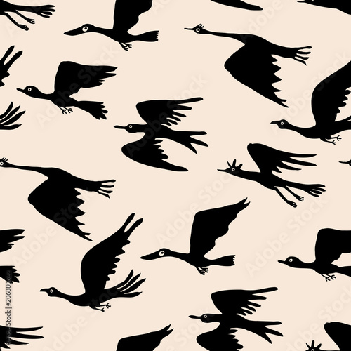 Background of silhouettes of fictional birds