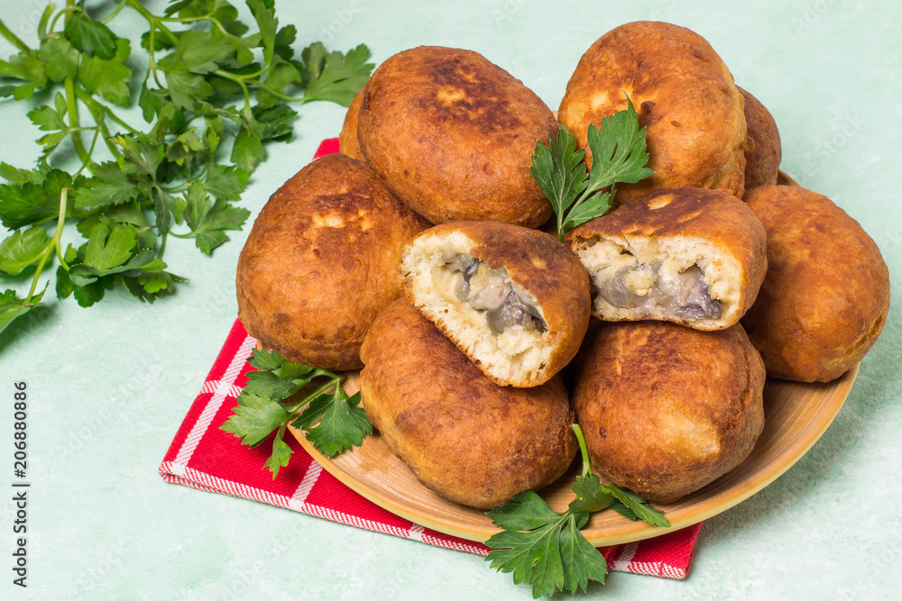 Delicious fried patties with eggplant and cheese Delicious fried patties with eggplant and cheese