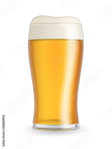 Realistic beer glass with blond beer