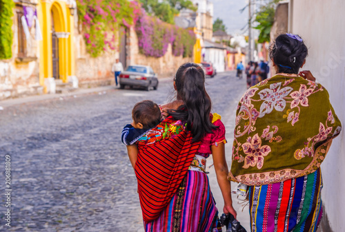 Senior woman in ethnic traditional Latin American dress. Travel background for Guatemala. photo