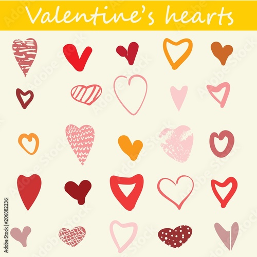 Valentine's hearts vector set.