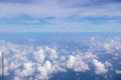 landscape look down from the airplane look see the sky and cloud beautiful