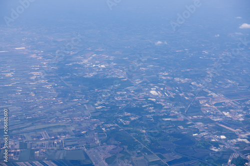 landscape look down from the airplane look see the sky and cloud beautiful