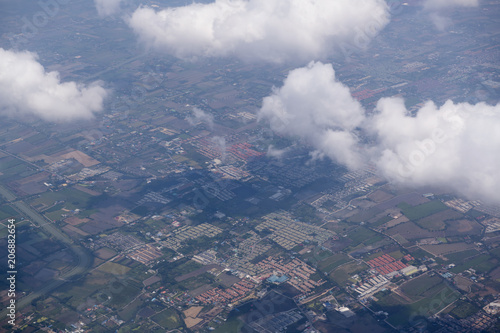 landscape look down from the airplane look see the sky and cloud beautiful © pcbang