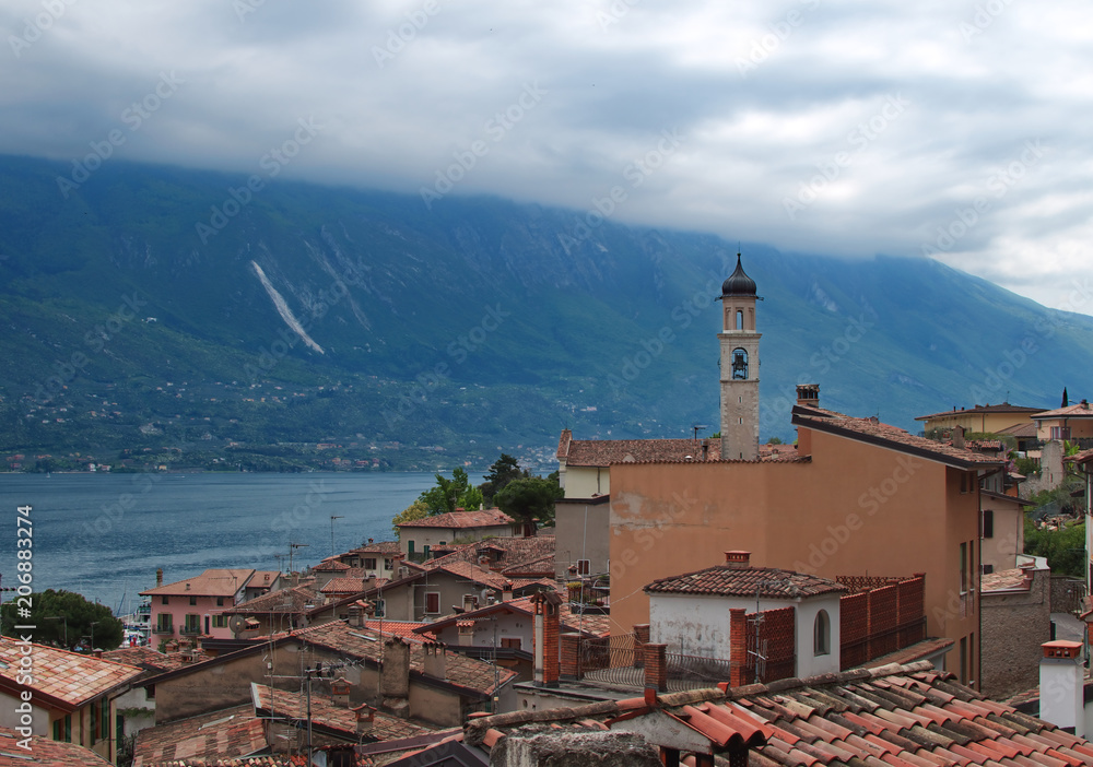 View to Limone sul Garda, small city on Garda lake, Italy