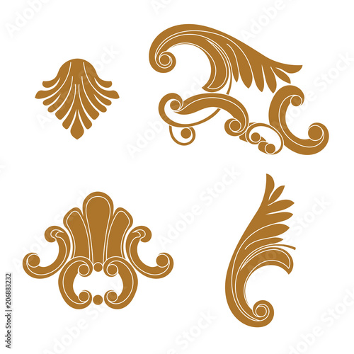 Golden vintage baroque ornament, corner. Retro pattern antique style acanthus. Decorative design element filigree calligraphy vector. - stock vector