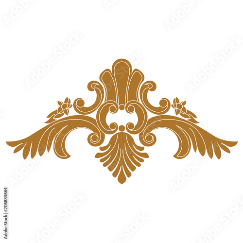 Golden vintage baroque ornament, corner. Retro pattern antique style acanthus. Decorative design element filigree calligraphy vector. - stock vector