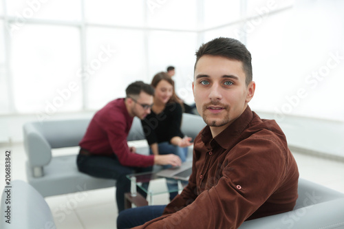 employee on the background of business team