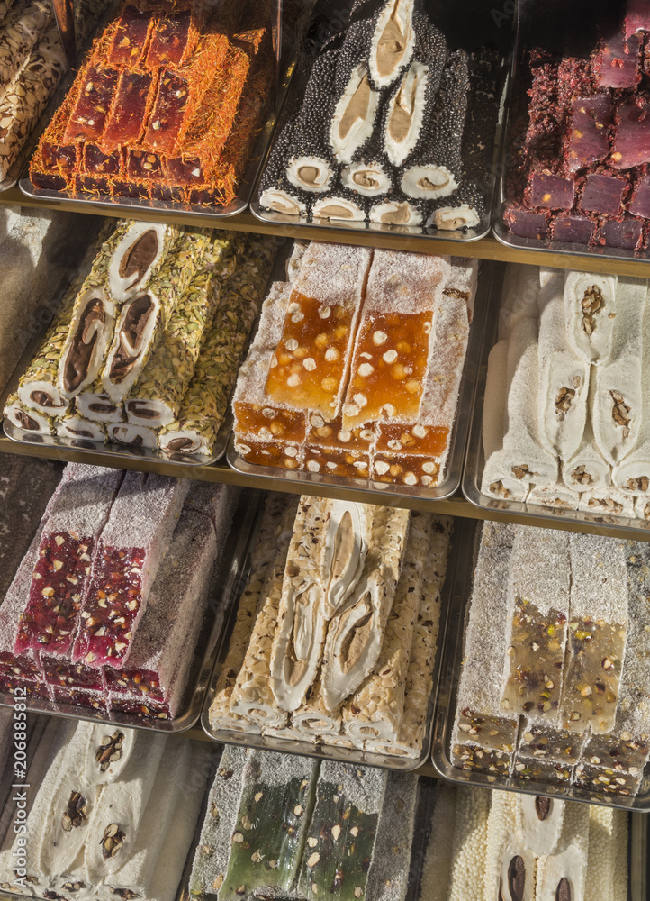 Like works of art, Turkish desserts are created in a very colorful way Like works of art, Turkish desserts are created in a very colorful way