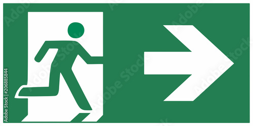 emergency exit sign right - emergeny exit vector illustration