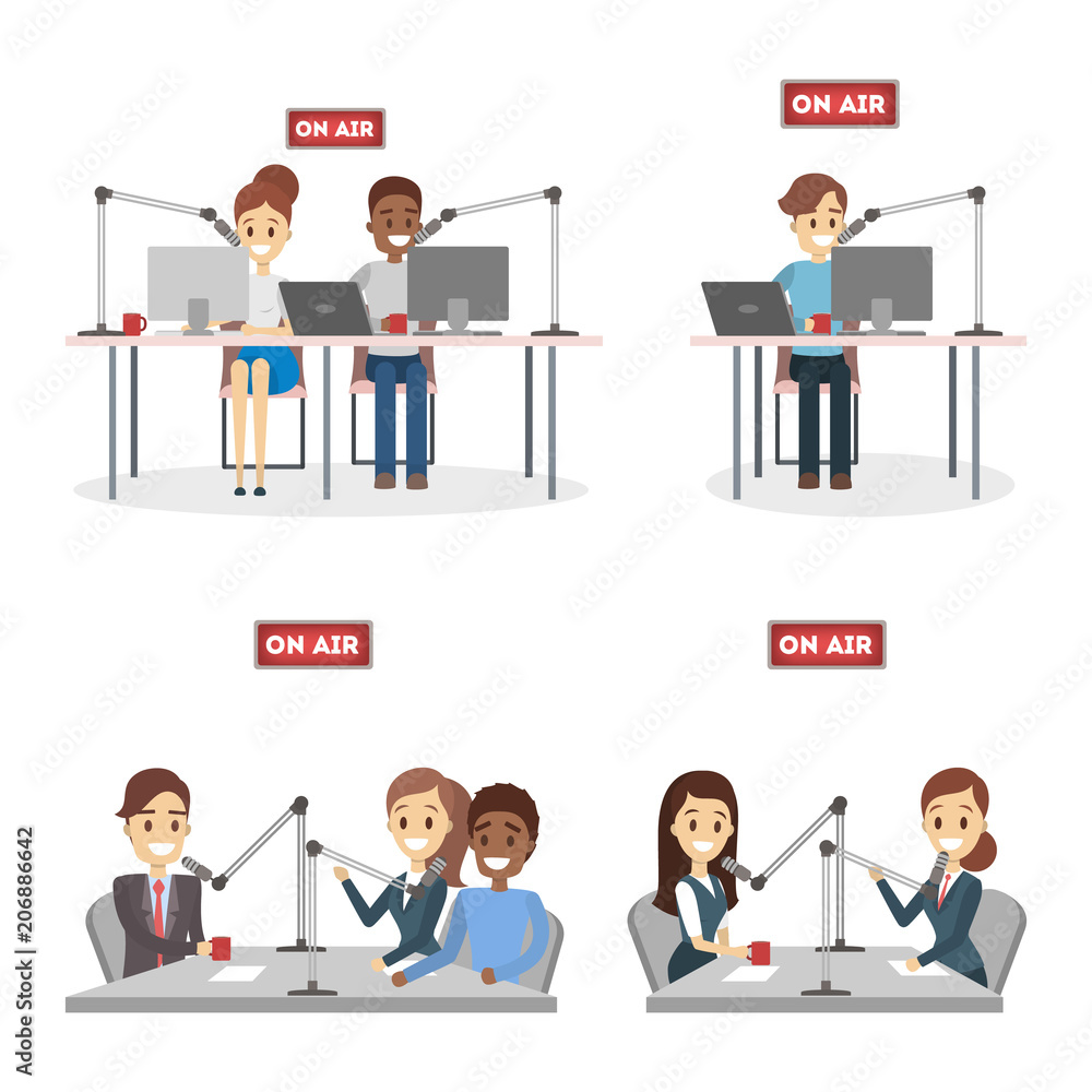 Radio presenters set. Radio presenters set.