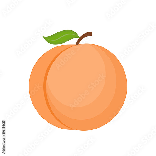  cartoon peach. Vector illustration isolated on white background
