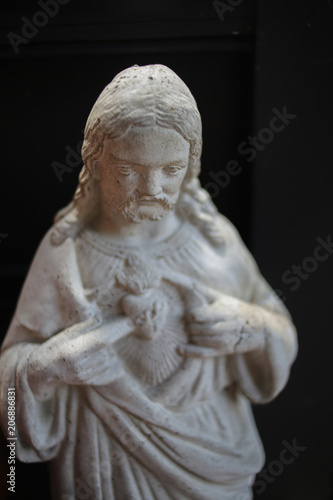 Religious Iconography Isolated Catholic Jesus Statue with Sacred Heart