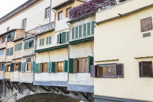 Facades of the buildings built on the Ponte Vecchio in Florence