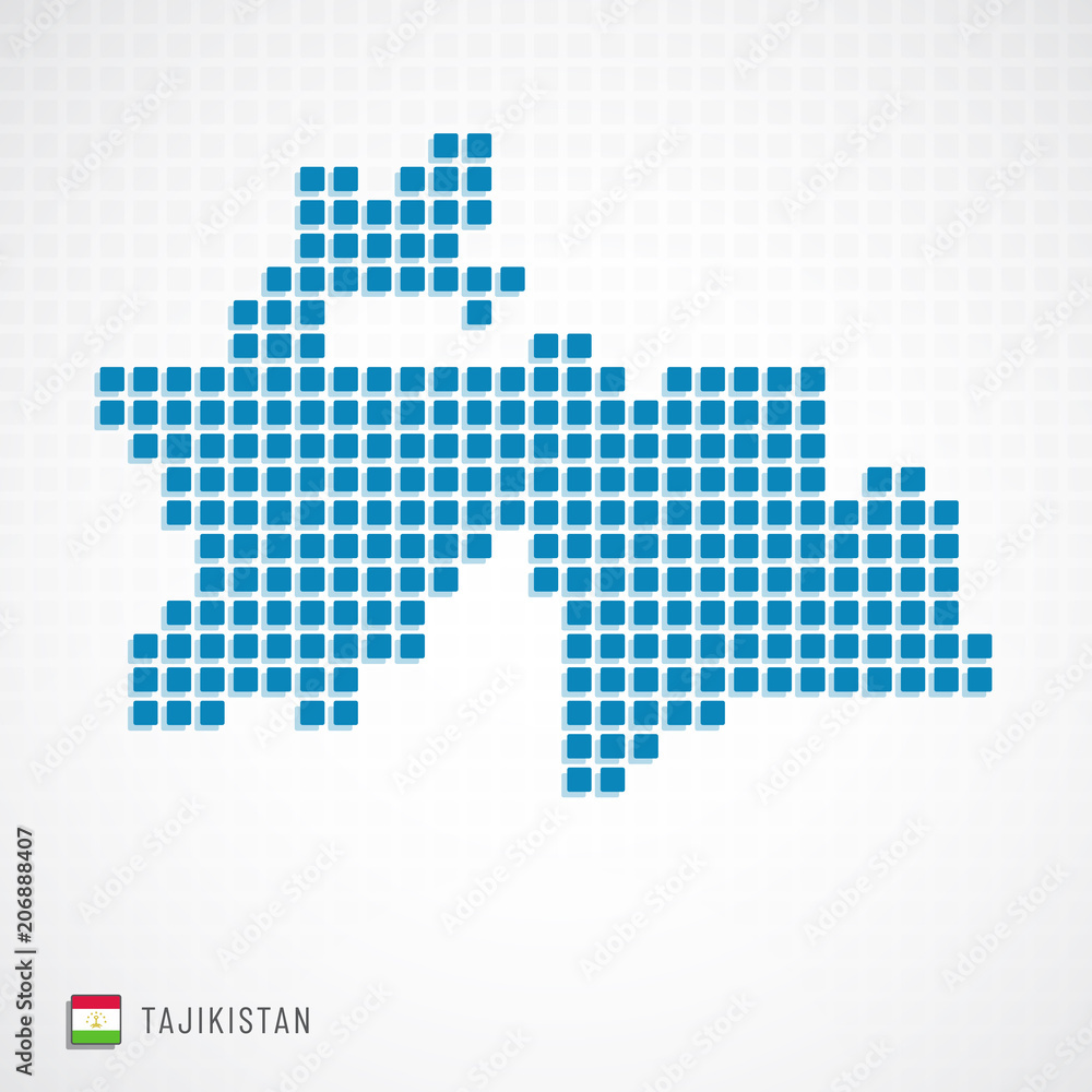 Tajikistan map and flag icon