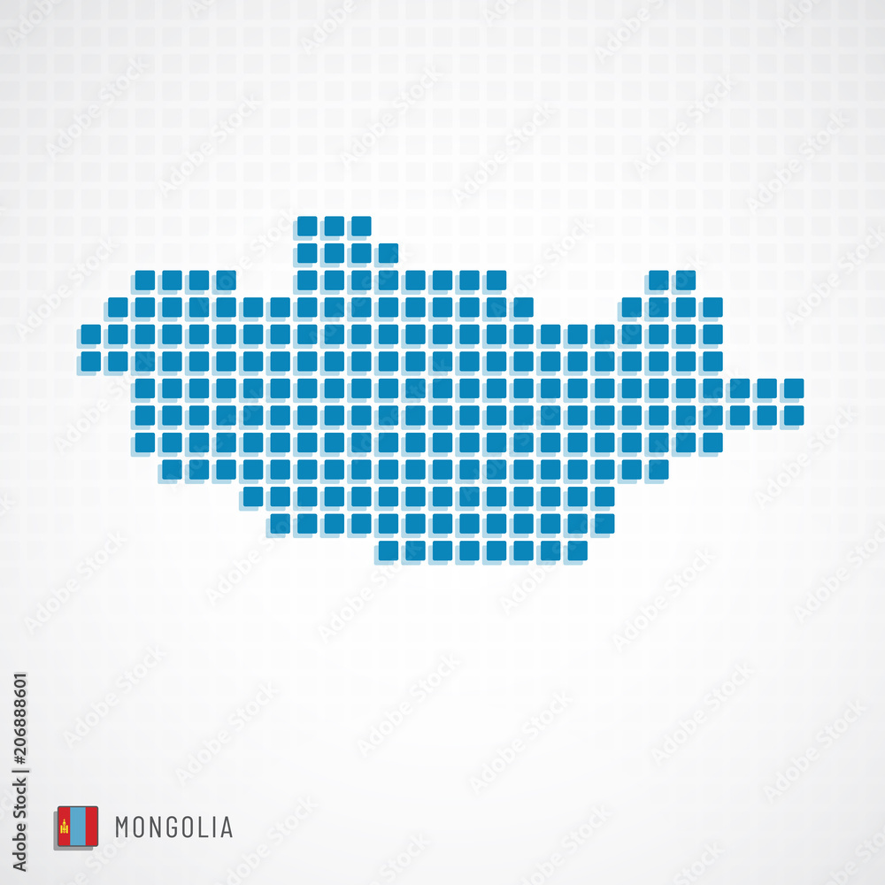 Fototapeta premium Mongolia map and flag icon