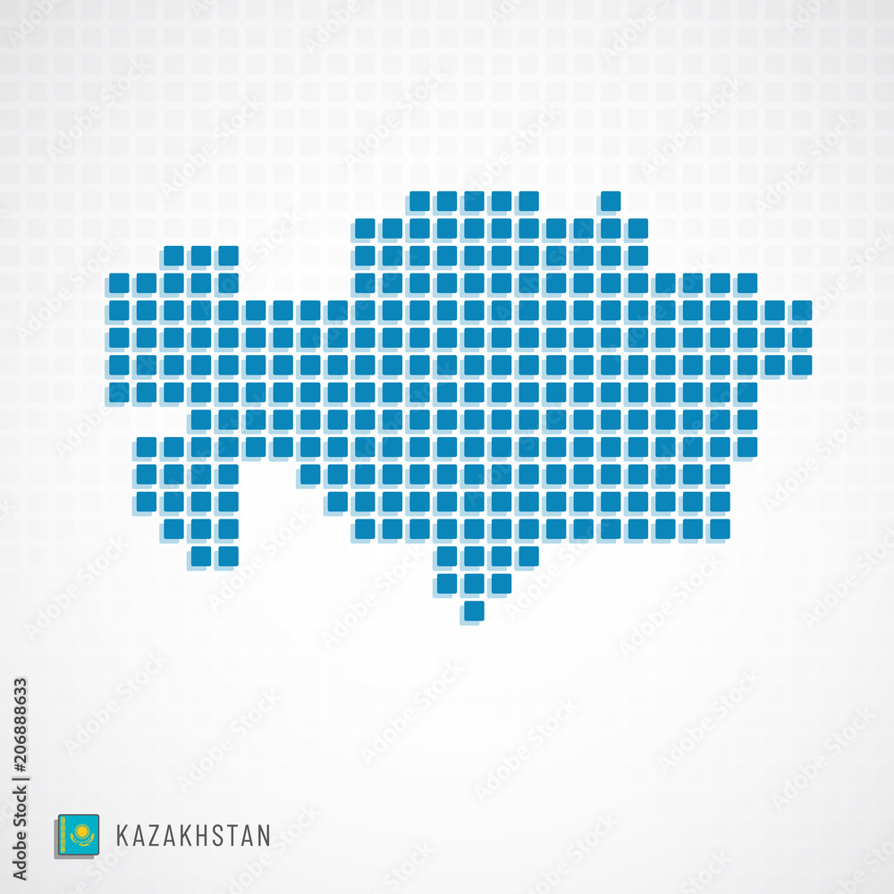 Kazakhstan map and flag icon