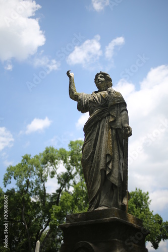 Woman Statue Monument in a Cemetery