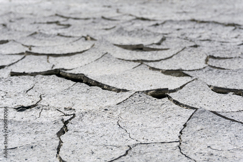 background - cracked dry sun-dried clay crust in a waterless desert