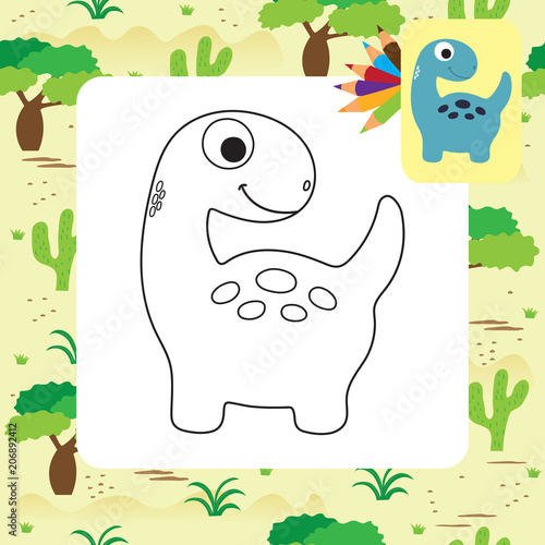 Fototapeta Kreskówka kolorowanki dino