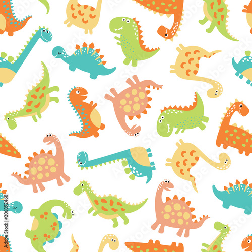 Cute dino seamless pattern