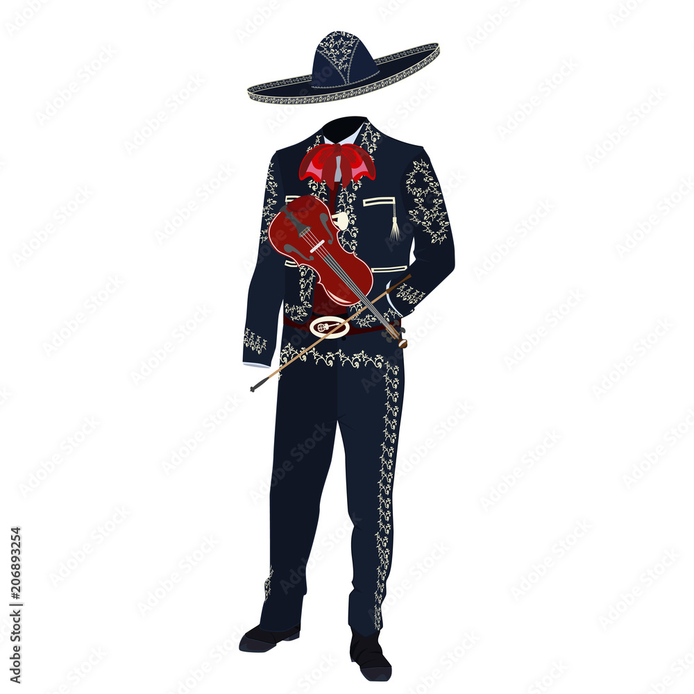 Mariachi musician with violin vector illustration Mariachi musician with violin vector illustration