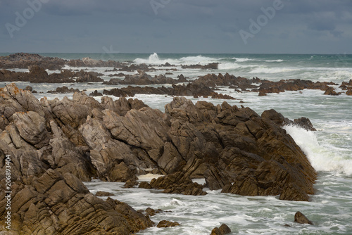The coast at Cape Agulhas, the dividing line of Atlantic and Indian Ocean in South Africa