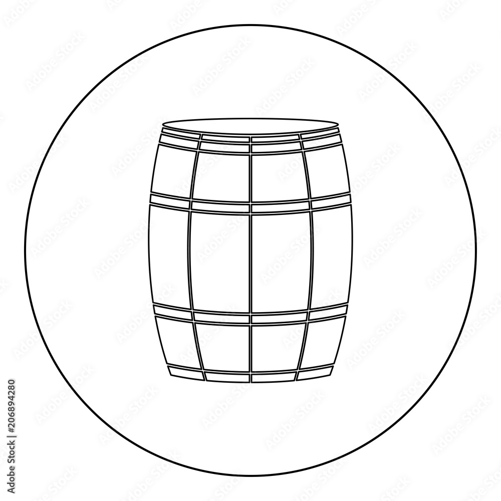 Wine or beer barrels black icon in circle vector illustration isolated . Wine or beer barrels black icon in circle vector illustration isolated .