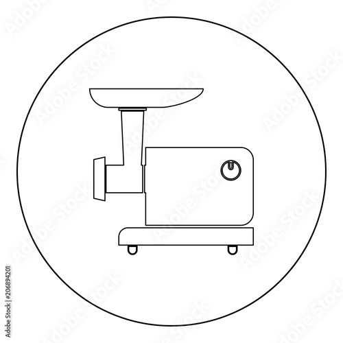 Electric meat mincer black icon in circle vector illustration isolated .