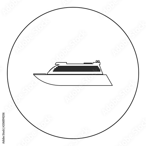 Transatlantic cruise liner black icon in circle vector illustration isolated .