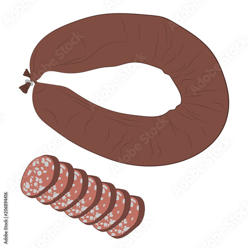 sliced sausage vector drawing illustration