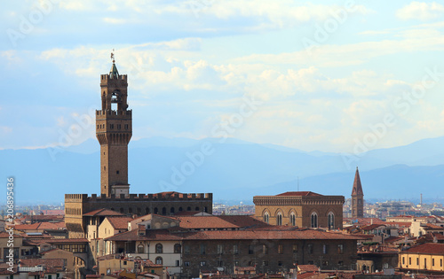 old palace tower in the city of Florence in central Italy
