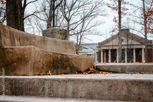 Shot of the bench along the walk to the Oakgrove on IUP campus photo