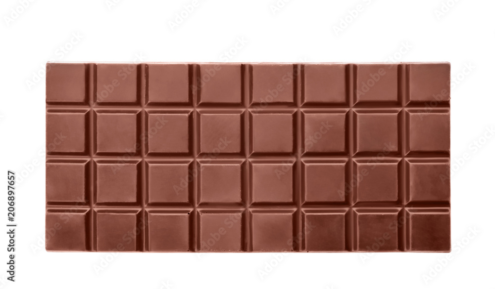 Delicious black chocolate bar on white background, top view Delicious black chocolate bar on white background, top view