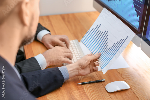 Male brokers working in off...