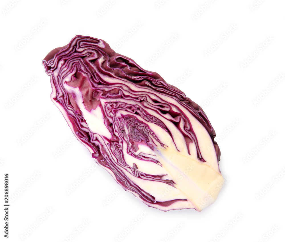 Obraz premium Piece of ripe red cabbage on white background