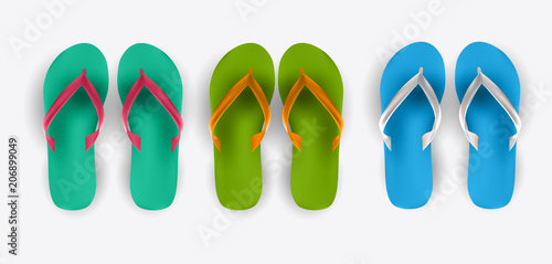 Beach Flip Flop Collection Set Vector Illustration