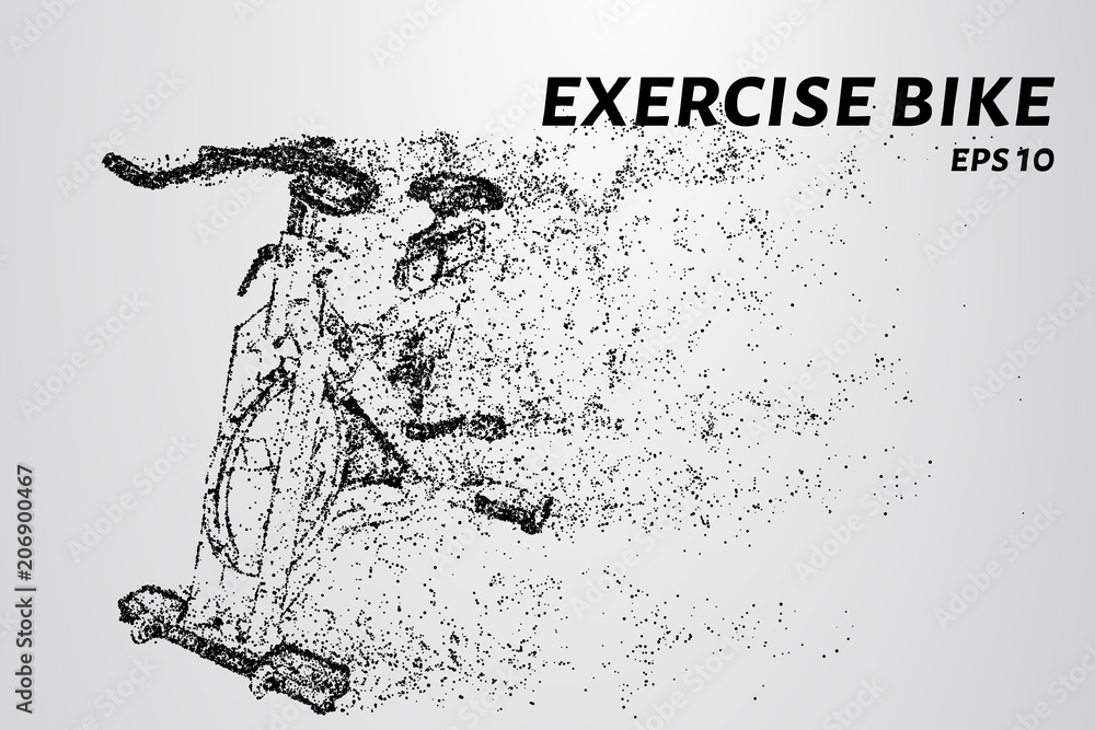 Fototapeta premium Exercise bike of the particles. The exercise bike consists of circles and dots.