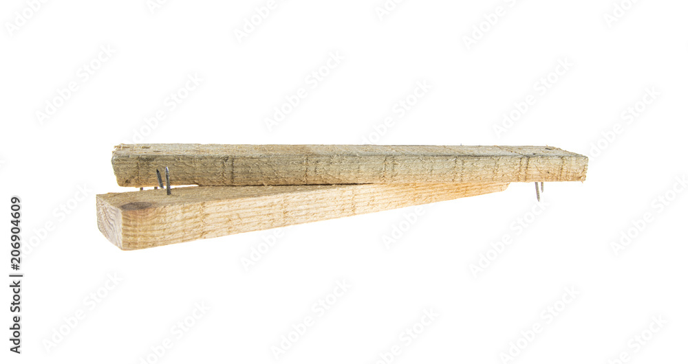 A board with nails on an isolated white background A board with nails on an isolated white background