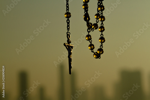 Rosary, Metal Cross and Glass beads